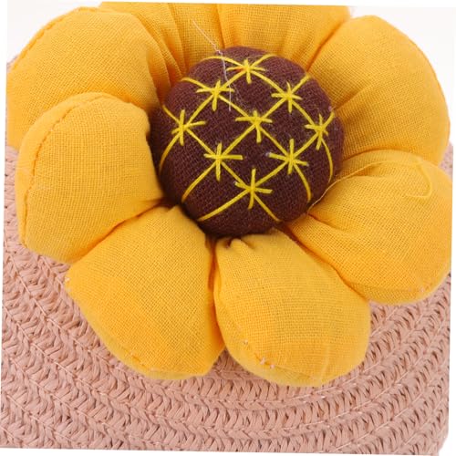 DIKACA Sommerliche Strohtasche Handgewebt Kleine Umhängetasche Mädchen Mini Strandtasche Schultertasche Rosa für Kleinkinder und Junge Mädchen von DIKACA