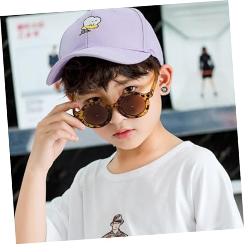 DIKACA Sonnenbrille Retro Kleines Rundes Gestell Leopard Muster Uv Schutz Pc Resin Material für Mädchen Jungen von DIKACA