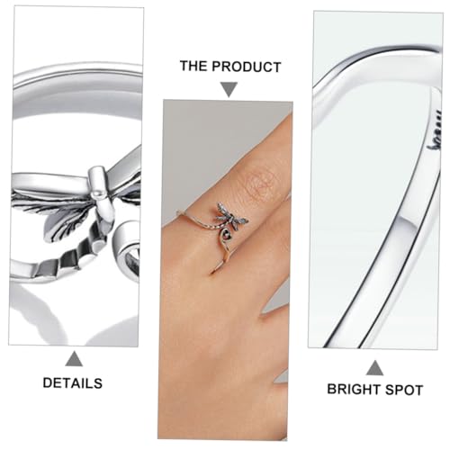 DIKACA Sterling Silber Libellen Offener Ring Damen Verstellbar Elegantes Design Finger Schmuck Geschenk von DIKACA