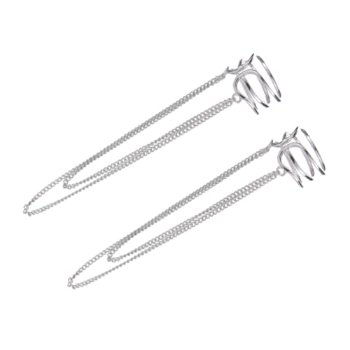 DIKACA Sterling Silber Ohrclips mit Langen Tassel Anhängern Eleganter Ohrschmuck für Damen Modische Ohrklemmen ohne Ohrlöcher für Party und Alltag von DIKACA