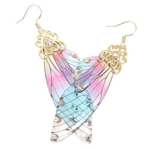 DIKACA Sterling Silber Ohrhänger Schmetterlingsflügel Farbverlauf Drop Ohrringe Damen Mädchen Elegante Leichte Ohrschmuck Alltag Party Geschenk von DIKACA