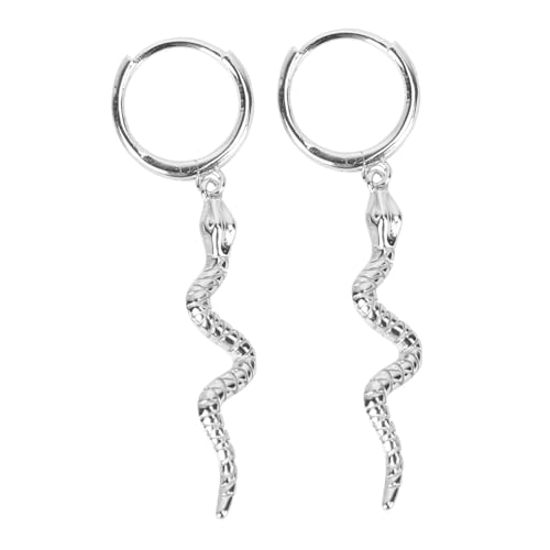 DIKACA Sterling Silber Schlangen Ohrringe Damen Modisch Kreativ Schlangenform Ohrhänger Weißgold Farbton Leicht Tragbar Alltag Schmuck Geschenk von DIKACA