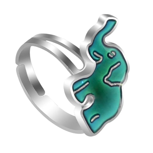 DIKACA Stilvoller Verstellbarer Elefanten Thermochrom Ring Niedlicher Finger Schmuck mit Farbwechsel Langlebiger Material Modisches Geschenk für Erwachsene von DIKACA