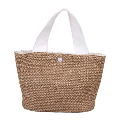 DIKACA Strandtasche Damen Strohtasche Gewebt Lässige Tragetasche Sommer Handtasche Strandurlaub Robust Elegant Weiß von DIKACA