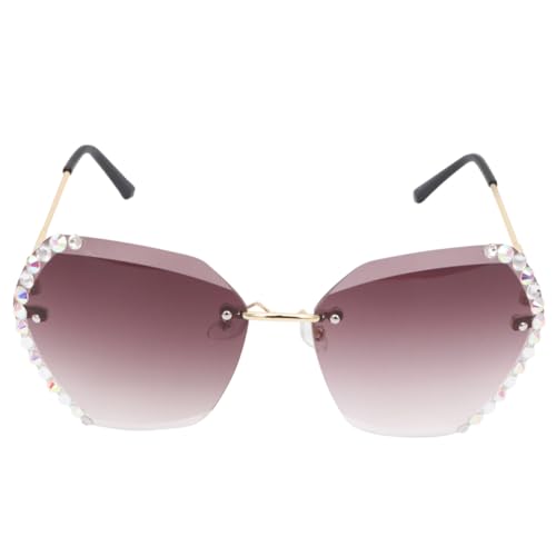 DIKACA Strass Damen Sonnenbrille Modisch Leichte Party Brille Uv-schutz Kreative Kleine Sonnenbrille Ungerahmt Goldfarben für Alltag und Festival DIKACA Strass Damen Sonnenbrille Modisch Leichte Party Brille Uv-schutz Kreative Kleine Sonnenbrille Ungerahmt Goldfarben für Alltag und Festival von DIKACA