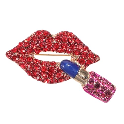 DIKACA Strass Lippen Lippenstift Brosche Damen Anstecknadel Mode Schmuck Accessoire für Kleidung Taschen und Party von DIKACA