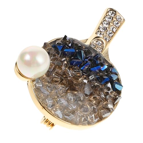 DIKACA Strass Tischtennis Brosche Damen Anstecknadel Sport Glitzer Pingpong Schläger Pin Geschenk für Kleidung Pullover Schal Hüte Modisches Accessoire für Party Alltag Sammler von DIKACA