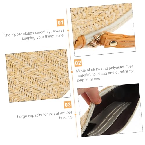 DIKACA Straw Clutch Handtasche Damen Sommer Strand Gewebt Kleine Geldbörse mit Reißverschluss Wristlet für Smartphone Schlüssel Kosmetik von DIKACA