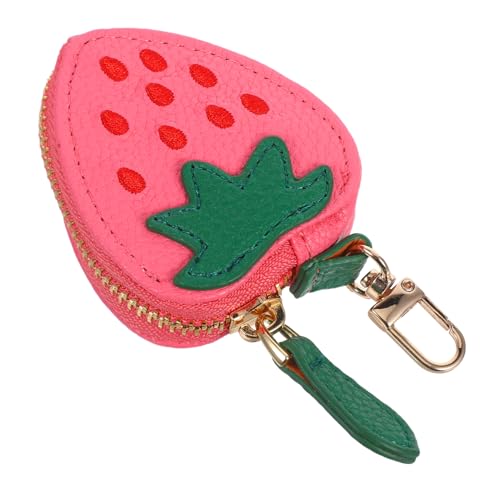 DIKACA Strawberry Shape Mini Wallet Damen Münzbörse Kompakter Leichter Zipper Geldbeutel mit Niedlichem Erdbeer für Alltag Shopping und Reisen von DIKACA