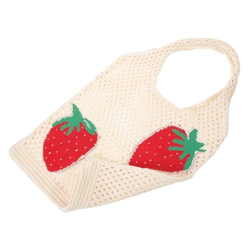 DIKACA Strawberry Tote Bag Handgefertigte Häkel Schultertasche Leichte Woven Strandtasche Damen Alltag Shopping Picknick Reise Sommer von DIKACA