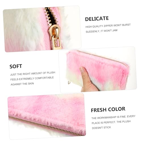 DIKACA Stylische Damen Geldbörse aus Weichem Plüsch mit Reißverschluss Langlebig und Tragbar Modische Langformatige Portemonnaie für Alltag Reisen Party Regenbogenverlauf Komfortabel und von DIKACA