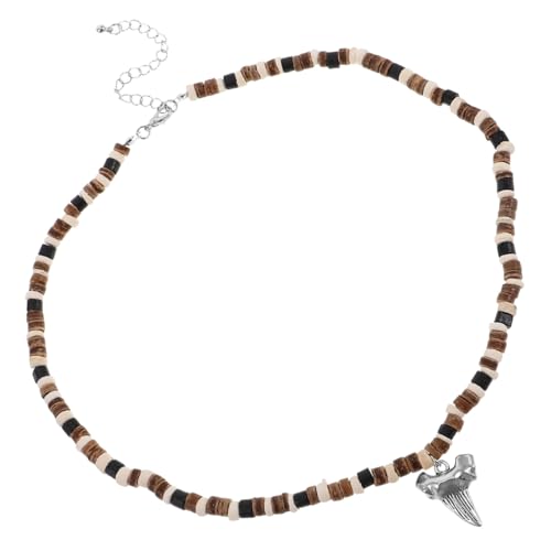 DIKACA Surfer Halskette Herren Damen Holzperlen Anhänger Shark Tooth Sommer Schmuck Strand Party Beachwear von DIKACA