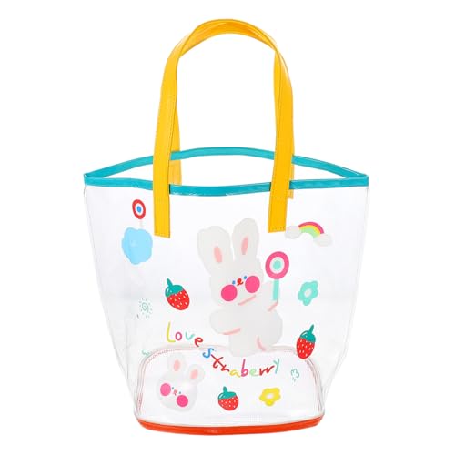 DIKACA Transparentes Mädchen Tote Bag PVC Klarer Beach Bag Kleine Handtasche für Schule und Reisen Leichte Tragbare Aufbewahrungstasche mit Niedlichem Bären design für Alltag und Strand von DIKACA