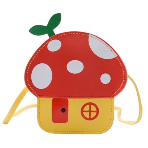 DIKACA Umhängetasche Pilz Motiv Rot mit Reißverschluss Verstellbarer Schultergurt Sicherer Verschluss Kleine Mädchen Geldbörse für Reise Outdoor und Alltag Langlebiges Material Praktisch von DIKACA