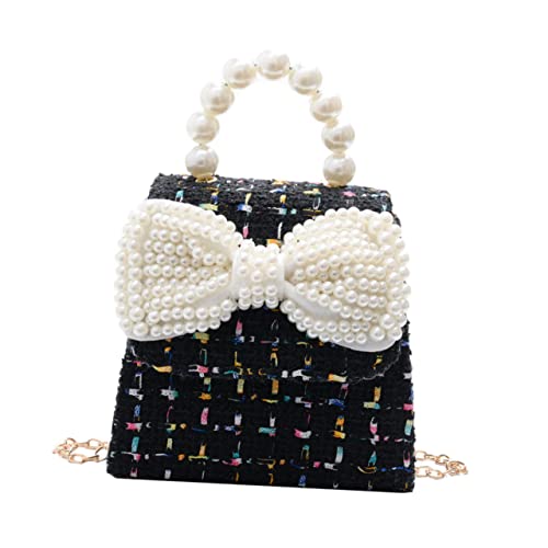 DIKACA Umhängetasche mit Perlen und Schleife Kleine Handtasche für Mädchen Modische Crossbody Tasche für Alltag Party und Geschenk Elegante Prinzessin Geldbörse mit Tragegriff von DIKACA