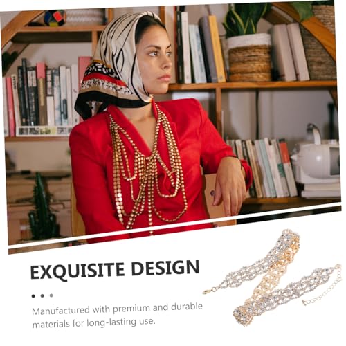 DIKACA Verstellbare Halskette mit Strasssteinen Clavicle Chain Choker Modische Goldfarbene Schmuckkette für Damen Leicht und Langlebig für Hochzeit Party und Besondere Anlässe von DIKACA