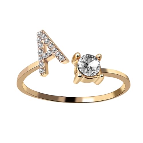 DIKACA Verstellbarer Damenring mit Buchstaben Anfang Kreativer Offener Modering in Gold Romantisches Fingerschmuck accessoire für Geburtstag Hochzeit und Jubiläumsgeschenk DIKACA Verstellbarer Damenring mit Buchstaben Anfang Kreativer Offener Modering in Gold Romantisches Fingerschmuck accessoire für Geburtstag Hochzeit und Jubiläumsgeschenk von DIKACA