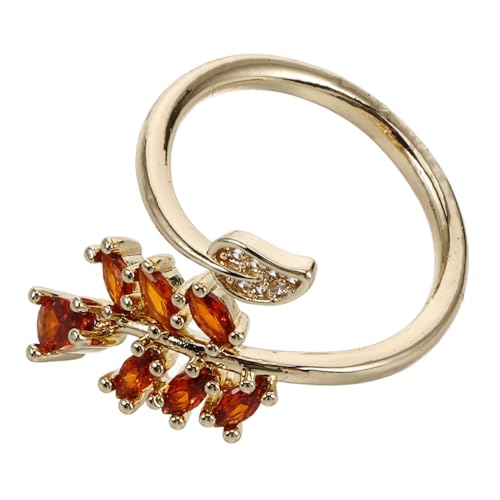 DIKACA Verstellbarer Damenring mit Mikropavé Zirkonia Geometrisches Blattdesign Modischer Schmuck für Alltag und Besondere Anlässe Eleganter Ring mit Feiner Handwerkskunst von DIKACA