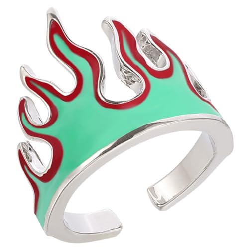 DIKACA Verstellbarer Feuerflammen Ring aus Modischem Legierungsmetall Offener Fingerring mit Individuellem Streetstyle Design für Damen und Herren Leichter Schmuck zur Dekoration von DIKACA