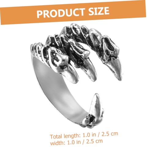 DIKACA Verstellbarer Herrenring Drachen Klaue Design Punk Stil Offener Fingerschmuck Robustes Alltag Festival Schmuck von DIKACA