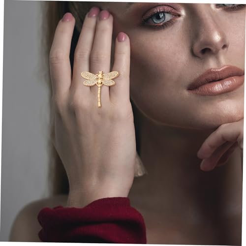 DIKACA Verstellbarer Libellenring Damen Gold Vergoldet Offenes Design Mit Funkelnden Zirkonia Schmuckstück Für Hochzeiten Partys Besondere Anlässe DIKACA Verstellbarer Libellenring Damen Gold Vergoldet Offenes Design Mit Funkelnden Zirkonia Schmuckstück Für Hochzeiten Partys Besondere Anlässe von DIKACA