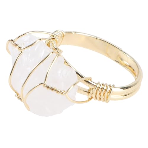 DIKACA Verstellbarer Natürlicher Kristallring Damen Verformbar Modisch Kreativer Schmuck Handgefertigt Komfortabel Elegant von DIKACA