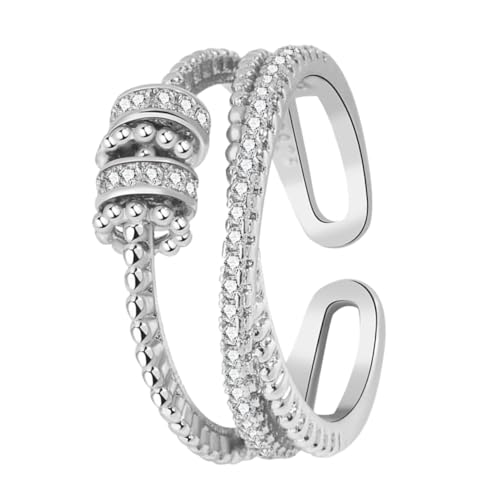 DIKACA Verstellbarer Offener Damenring Leichter Vintage Finger und Daumenring Modischer Rotierender Schmuck Hautfreundlich und Stilvoll für Alltag und von DIKACA