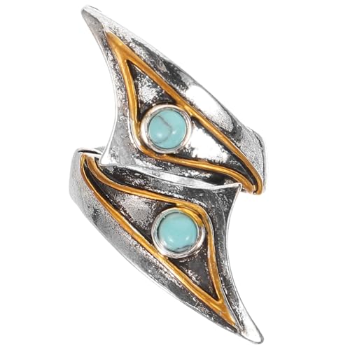 DIKACA Verstellbarer Offener Ring Damen Blau Türkis Schmuckstück Einstellbarer Statement Fingerring Modischer Schmuck für Besondere Anlässe und Alltag DIKACA Verstellbarer Offener Ring Damen Blau Türkis Schmuckstück Einstellbarer Statement Fingerring Modischer Schmuck für Besondere Anlässe und Alltag von DIKACA