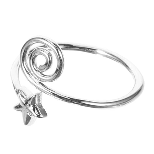 DIKACA Verstellbarer Offener Zehenring für Damen aus Metall mit Sternmotiv Modisch und für Party Strand und Alltag Eleganter Silberner Schmuck für Sommerliche Looks von DIKACA
