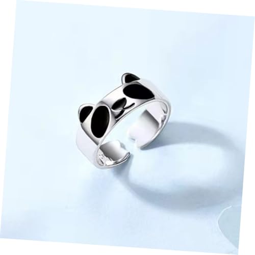 DIKACA Verstellbarer Schwarzer Panda fingerring aus Langlebigem Material Offener Damenring mit Elegantem Design Modischer Schmuck für Alltag Geburtstage und Festliche Anlässe von DIKACA
