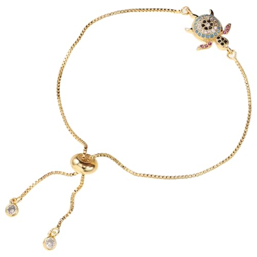 DIKACA Verstellbares Damenarmband mit Funkelndem Zirkonia-Meeresschildkröten-Anhänger Goldfarbene Link-Kette Schmuckstück für Strandliebhaberinnen und Vielseitige Anlässe von DIKACA