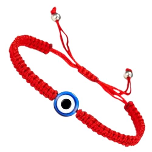 DIKACA Verstellbares Evil Eye Armband Handgefertigt Rotes Glücksarmband mit Blauem Auge Charm Schutzschmuck für Damen und Herren von DIKACA