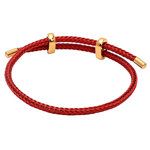 DIKACA Verstellbares Rotes Geflochtenes Stahlseilarmband für Damen und Herren Glücksarmband mit Tibetischem Symbol Leicht Tragbar für Geburtstag Valentinstag Abschluss von DIKACA