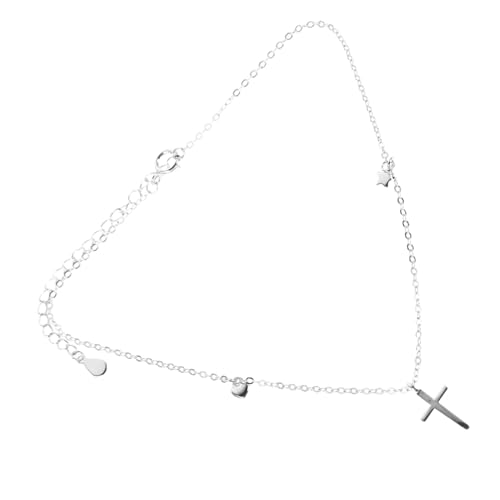 DIKACA Verstellbares Silbernes Fußkettchen mit Kreuzanhänger für Damen Funkelndes Leichtes Design Eleganter Schmuck für Strand Alltag und Party Verstellbare Kette Stilvoll und Langlebig von DIKACA