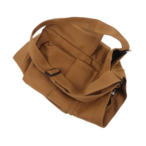 DIKACA Vintage Canvas Umhängetasche Damen Großes Fassungsvermögen Schultertasche Braun Robust Verstellbarer Riemen Retro Stil Alltag Arbeit College Tote Bag von DIKACA