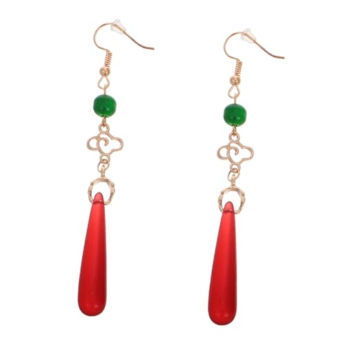 DIKACA Vintage Chinesische Wasserfall Ohrringe mit Tropfenform Handgefertigte Metall Accessoires Traditionelle Rote Creolen für Frauen Geeignet für Alltag Party und Besondere Anlässe DIKACA Vintage Chinesische Wasserfall Ohrringe mit Tropfenform Handgefertigte Metall Accessoires Traditionelle Rote Creolen für Frauen Geeignet für Alltag Party und Besondere Anlässe von DIKACA