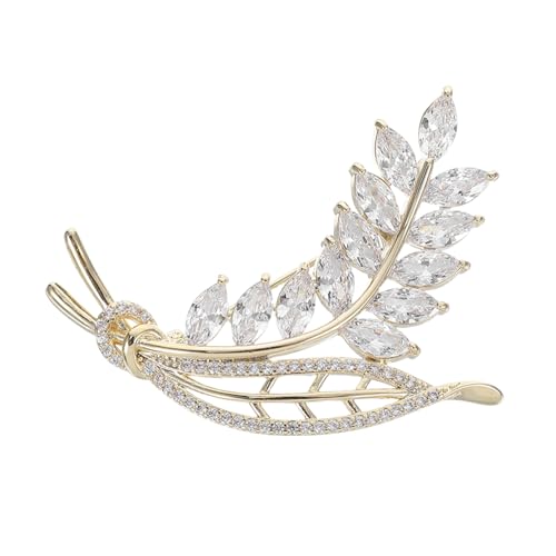 DIKACA Vintage Damen Brosche Weizenohr mit Funkelnden Zirkonia Leichtes Design Eleganter Anstecker für Kleider Anzüge und Festliche Anlässe Wie Erntedankfest von DIKACA