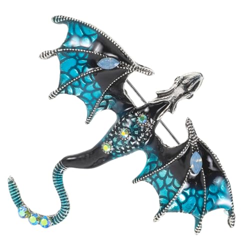 DIKACA Vintage Dragon Brooch Pin für Herren Retro Stil Kleidung Anstecknadel mit Himmelblauem Emaille design Elegante Brosche für Jacken Mäntel Pullover für Partys und Festliche Anlässe von DIKACA