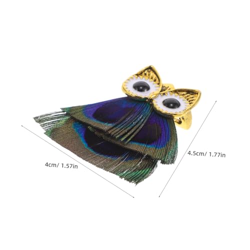 DIKACA Vintage Eulenbrosche mit Pfauenfeder design Elegante Tierbrosche für Damen und Mädchen Handgefertigte Anstecknadel als Modisches Accessoire für Kleidung Taschen Hochzeiten und von DIKACA