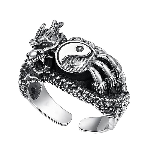 DIKACA Vintage Herren Drachenring aus Robustem Metall Verstellbarer Offener Fingerring Hautfreundlich und Langlebig für Partys Hochzeiten und Besondere Anlässe von DIKACA