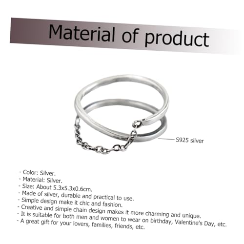 DIKACA Vintage Minimalist Sterling Silber Kettenring Verstellbar Eleganter Unisex Fingerring Kreatives Schlichtes Design Modischer Schmuck für Damen und Herren Geschenk zu Geburtstag und von DIKACA