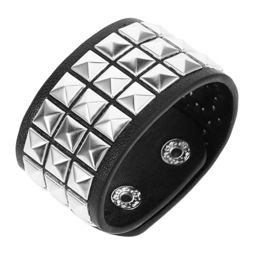 DIKACA Vintage Punk Armband mit Nieten Verstellbares Herrenarmband aus Robustem Pu Material Modisches Schmuckstück im Retro Stil für Vielseitige Outfits und Verschiedene Anlässe von DIKACA