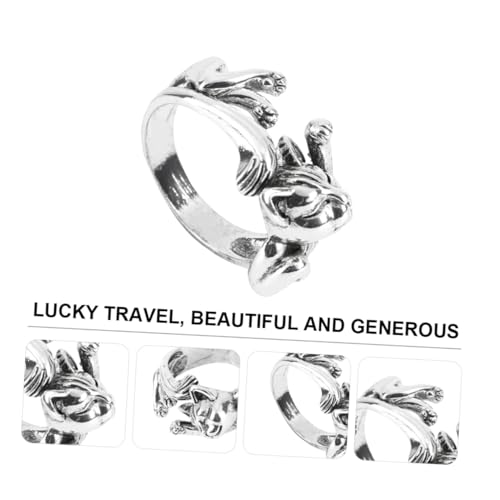 DIKACA Vintage Silber Damen Ring Offener Verstellbarer Katzenring Retro Cat Totem Modeschmuck für Frauen Mädchen Eleganter Bequemer Fingerring mit Kreativem Katzenmotiv von DIKACA