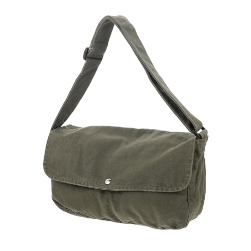 DIKACA Vintage Wasserabweisende Canvas Umhängetasche Damen Multifunktionale Schultertasche Outdoor Crossbody Bag Grün von DIKACA