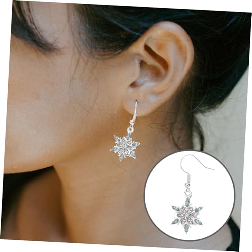DIKACA Wasserblaue Schneeflocken Ohrringe Damen mit Funkelnden Strasssteinen Zartes Ohranhänger Design Modischer Ohrstecker für Mädchen Eleganter Schmuck als Geschenk von DIKACA
