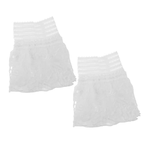 DIKACA Weiche Weiße Elastische Fake Manschetten aus Rüschenstoff Abnehmbare Handgelenk-accessoires für Damen Modische Schmuckärmel zum Einfachen Absetzen Passend zu Pullovern und Jacken von DIKACA