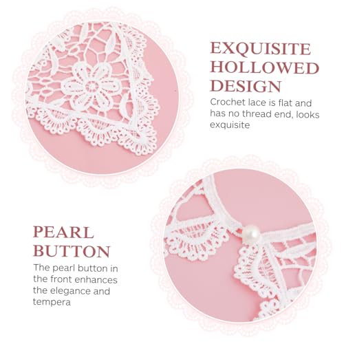 DIKACA Weißer Damen Spitzenkragen Abnehmbar Spitzenkragen Fake Collar mit Perlenknopf Baumwoll material Atmungsaktiv Modischer Krageneinsatz für Blusen Kleider Hochzeiten und Partys von DIKACA