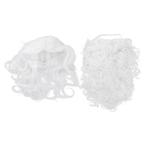 DIKACA Weißes Santa Claus Perücken und Bartset Leichtes Cosplay Set für Weihnachtskostüm Atmungsaktiv für Weihnachtsfeiern und Verkleidungen von DIKACA