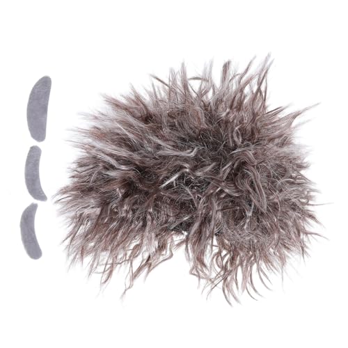 DIKACA Wissenschaftler Perücke Set mit Braunen Zöpfen Abnehmbare Augenbrauen und Schnurrbart für Erwachsene Verrückter Professor Look für Cosplay Kostümparty Fasching und Bühnenauftritte von DIKACA