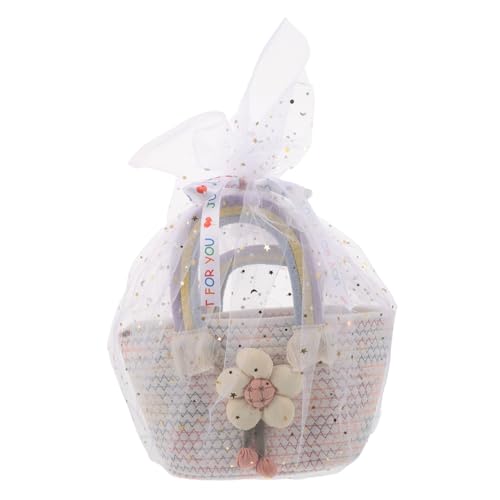 DIKACA Woven Cotton Rope Tote Bag Moderater Stauraum Handgewebte Baumwolltasche Für Frauen Strand Urlaub Freizeit Vielseitige Umhängetasche Süßer Boho Stil Perfektes von DIKACA